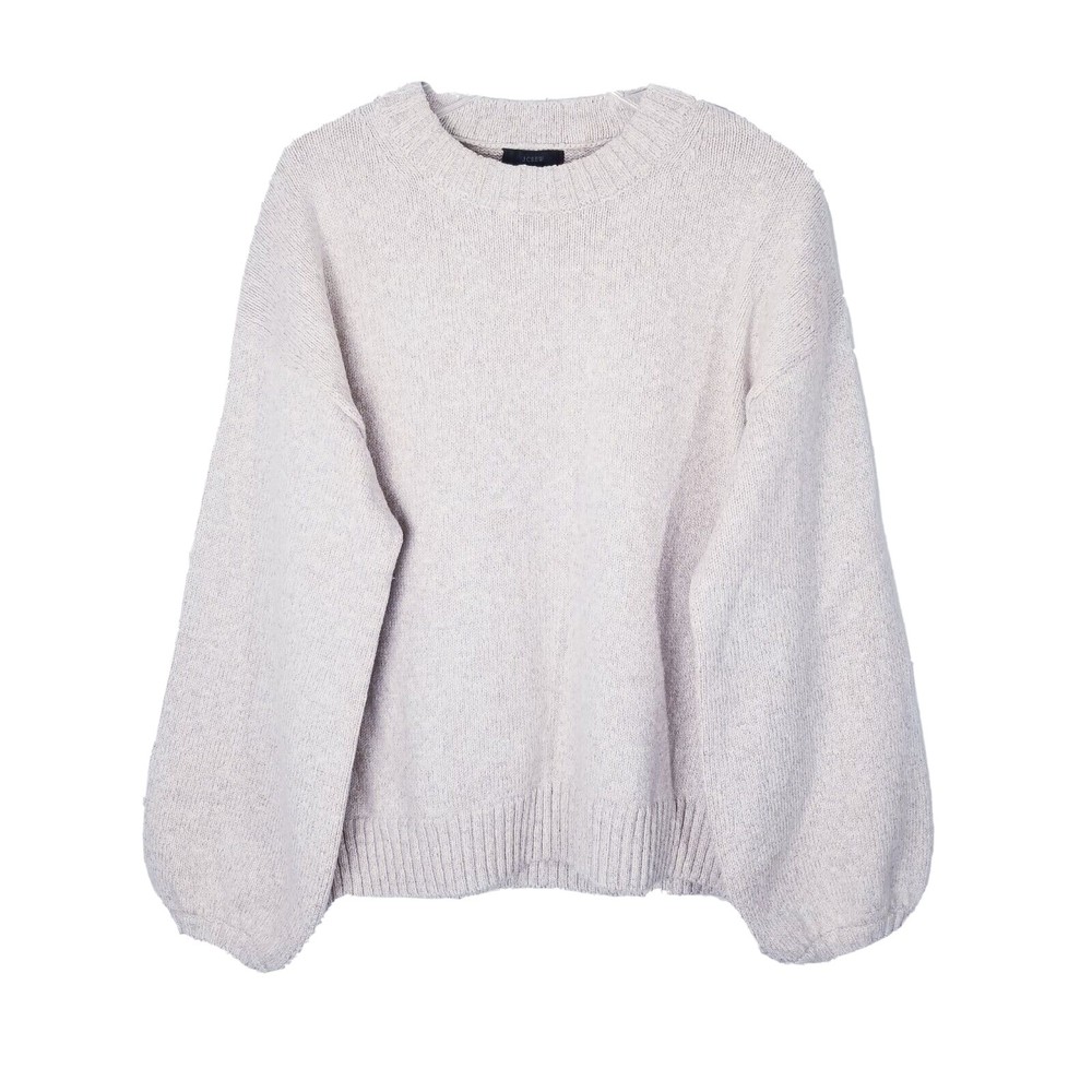 J. Crew Oatmeal Knit Pullover Sweater Women Size XL NWT Style BJ600 Puff Sleeve